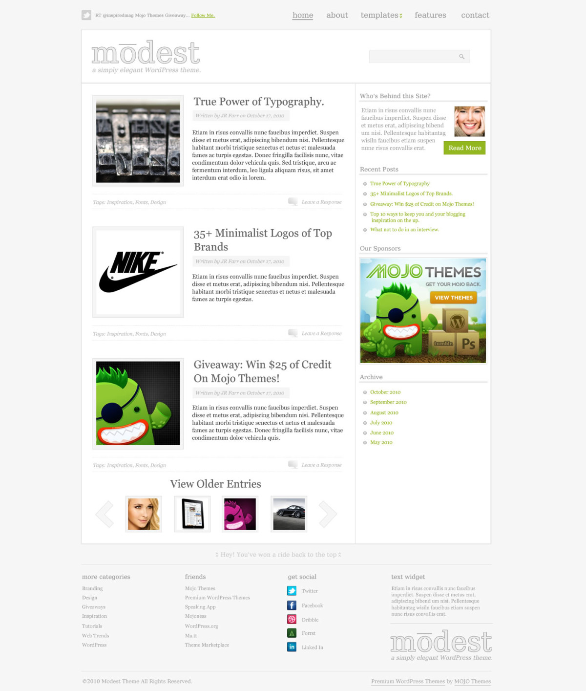 Modest WordPress Theme for Free!